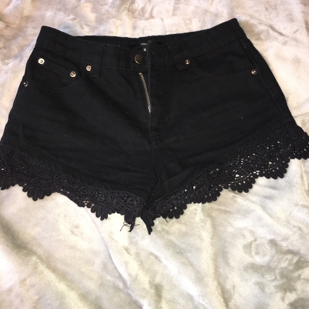 Forever 21 Jean shorts with lace trim