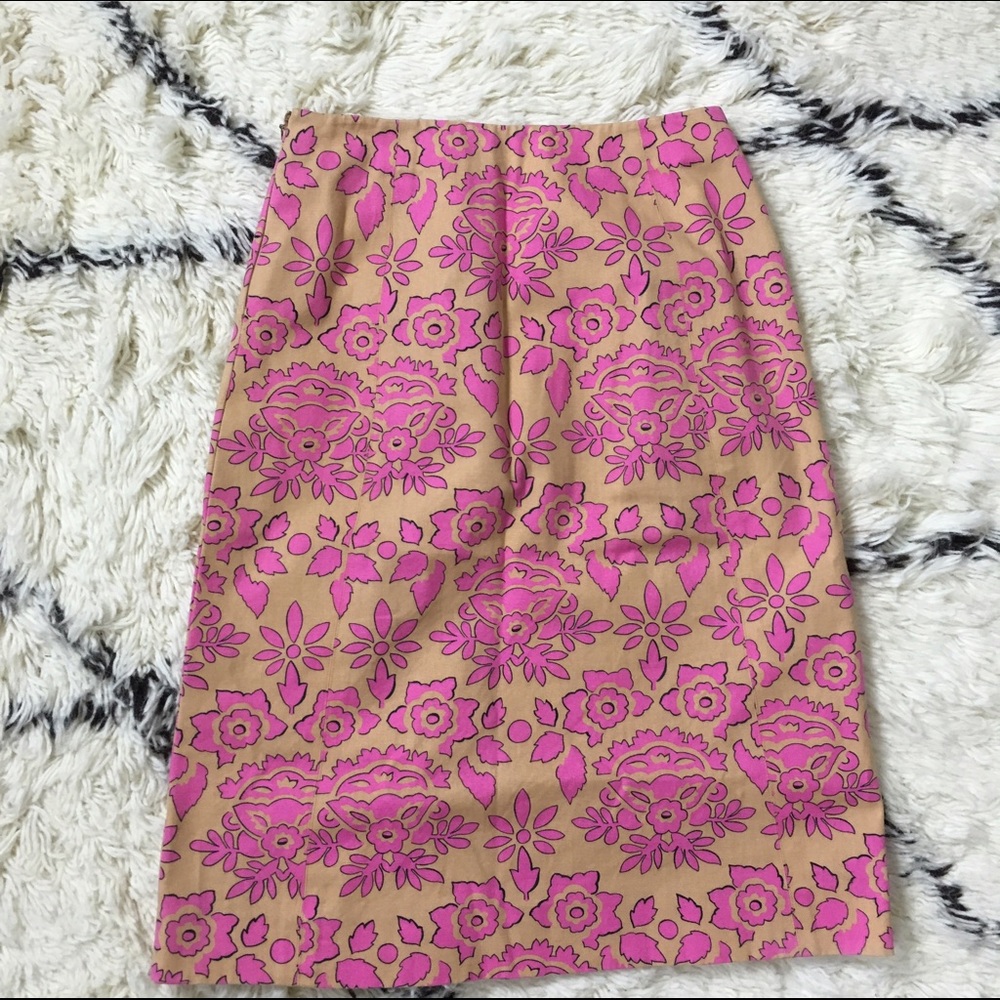 Tibi orange and tan floral a line skirt - Picture 5 of 6
