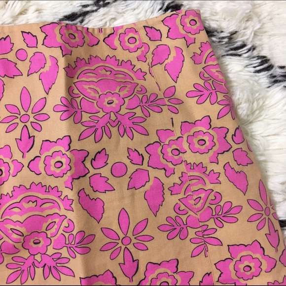 Tibi orange and tan floral a line skirt - Picture 2 of 6