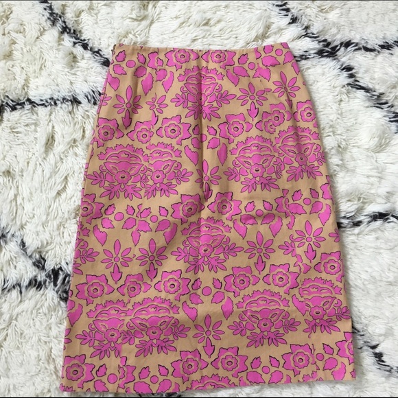 Tibi orange and tan floral a line skirt - Picture 5 of 6