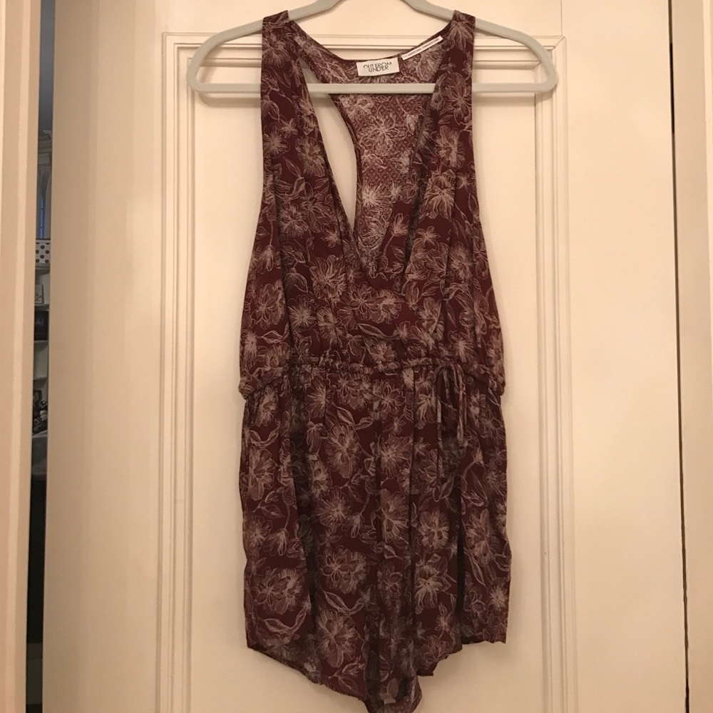 Wine floral print Urban Outfitters Romper NWT
