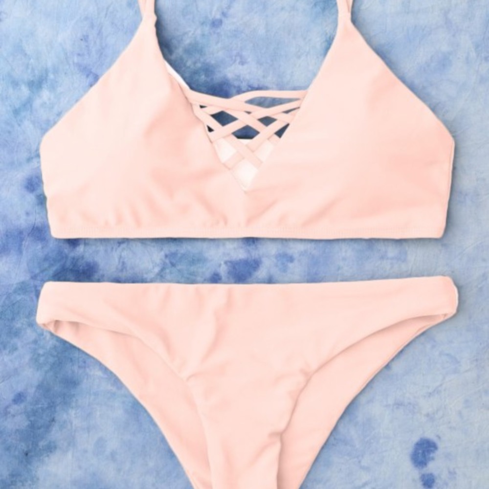 Peach color bikini