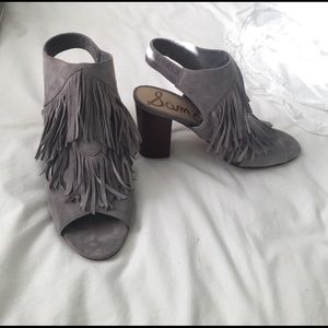 Sam Edelman heeled suede fringe sandal 8
