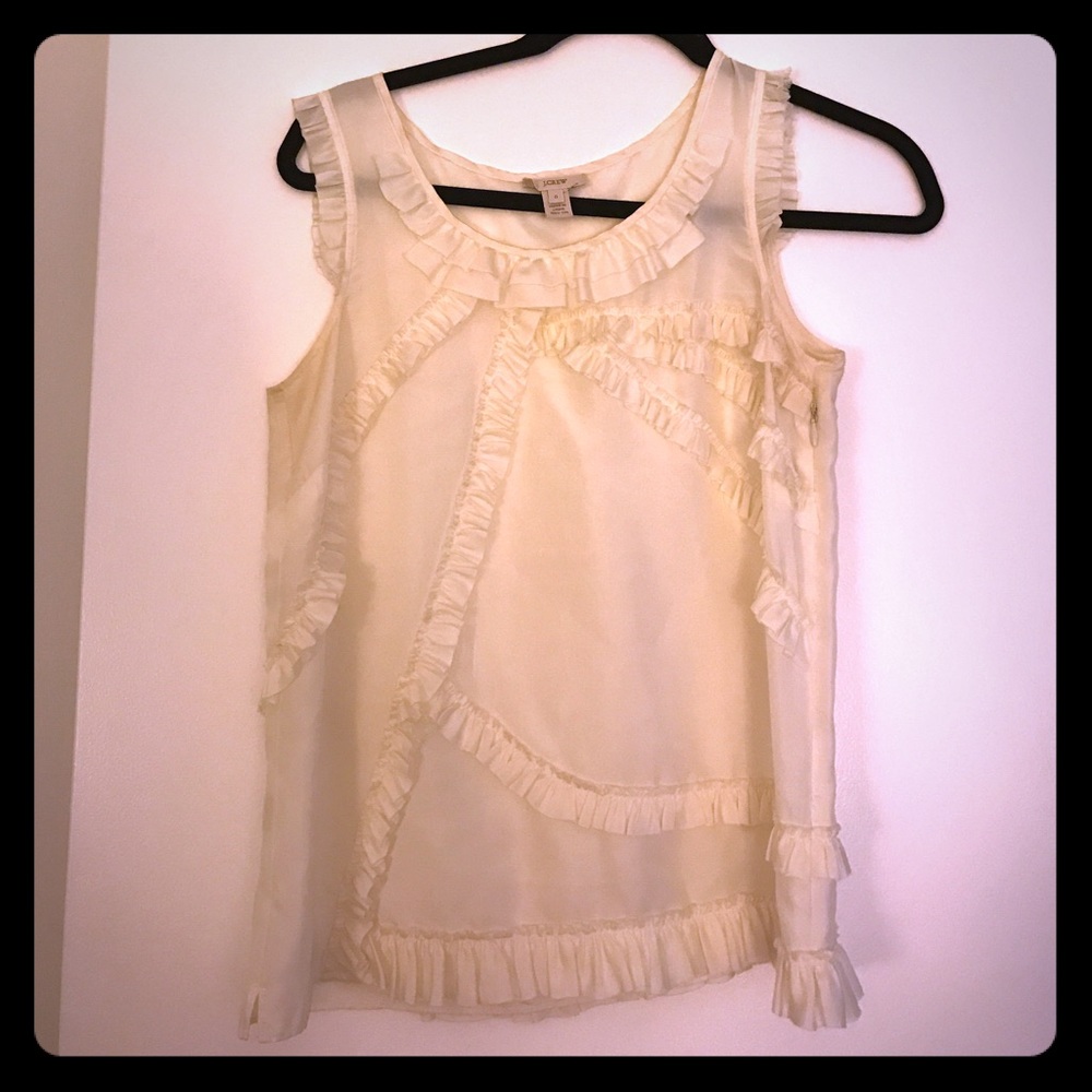 jcrew ruffled ivory silk tank