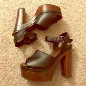 Platform wooden heels