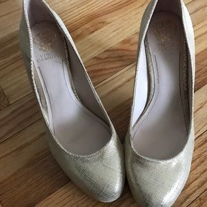 High heel, platform shoe.