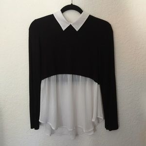 Contempo Black & White Preppy Clueless Sheer Top