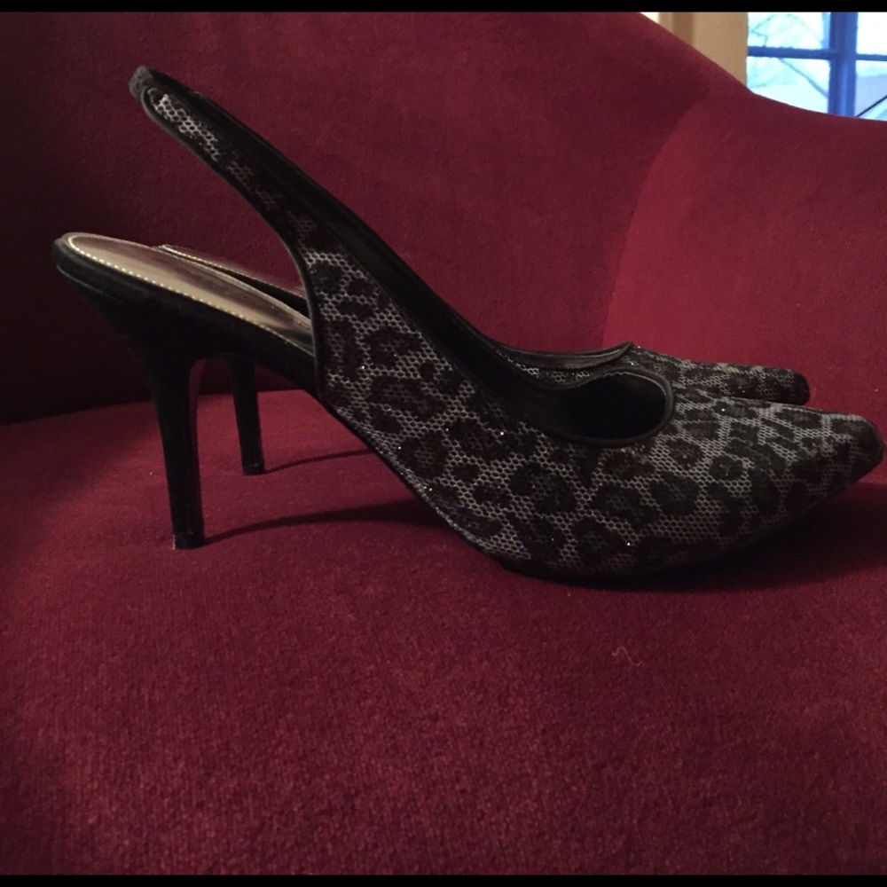 Michael Shimmer Cheetah Strappy Heels - Picture 2 of 3