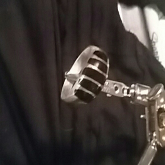 Men's ring size 12 .925 sterling silver black onyx