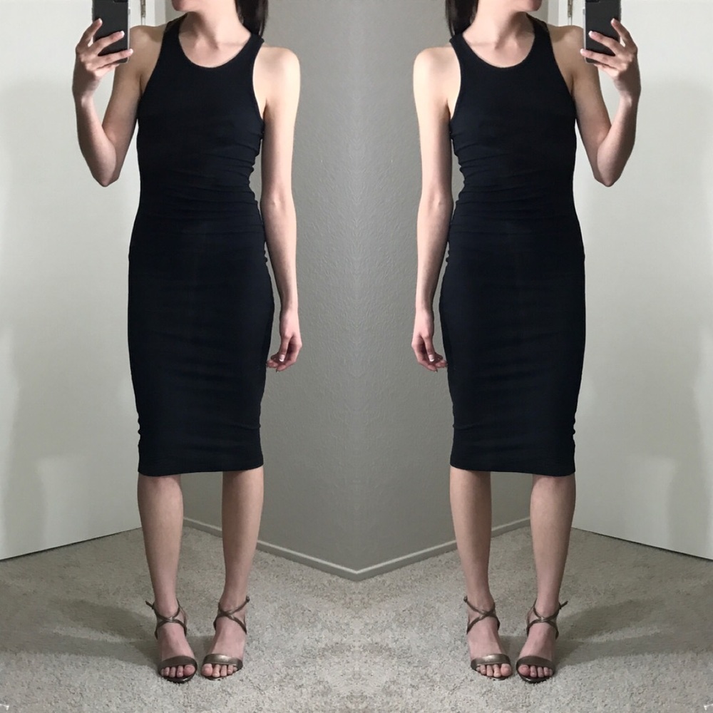 LAST1 ⢠Fitted Racerback Black Midi Dress - Picture 3 of 5