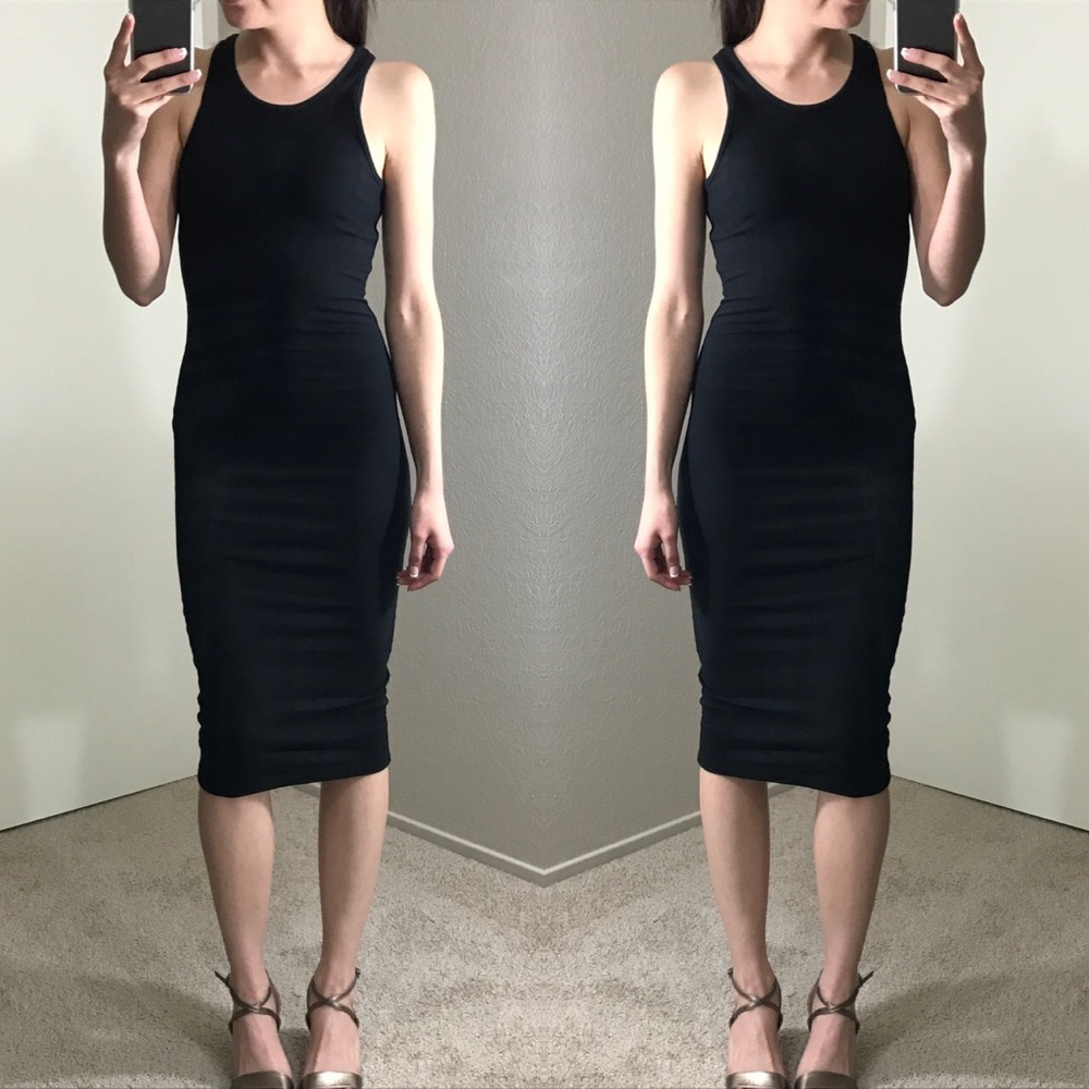 LAST1 ⢠Fitted Racerback Black Midi Dress - Picture 2 of 5