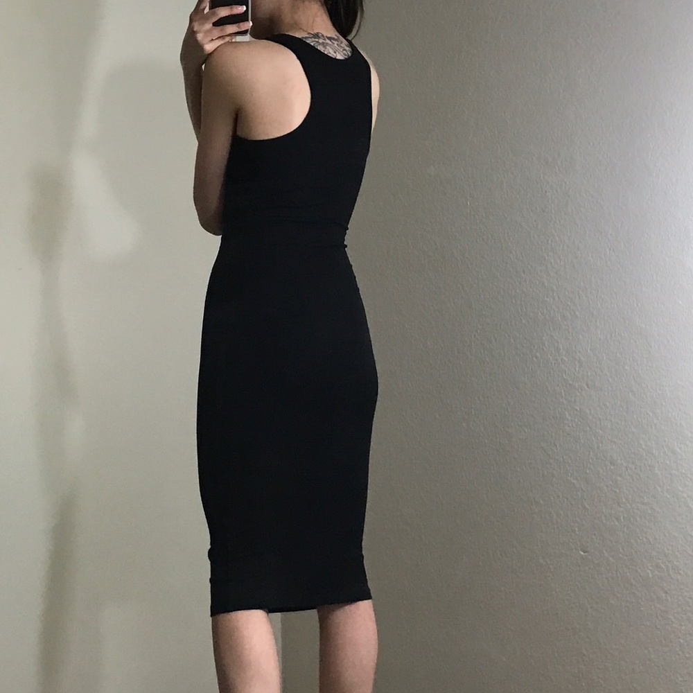 LAST1 ⢠Fitted Racerback Black Midi Dress - Picture 4 of 5