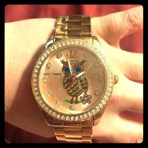 Betsy Johnson rose gold owl watch