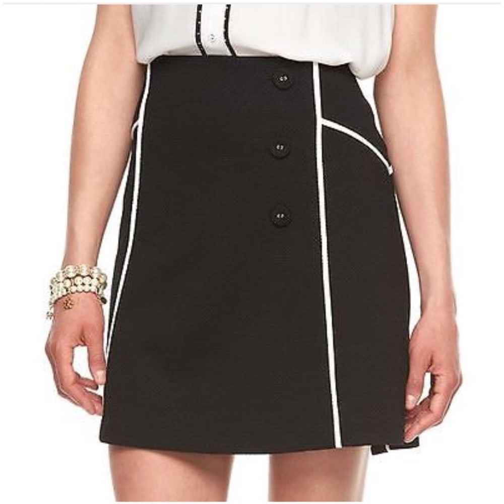 Elle Black & White Pique A-Line Skirt NWT - Picture 1 of 2