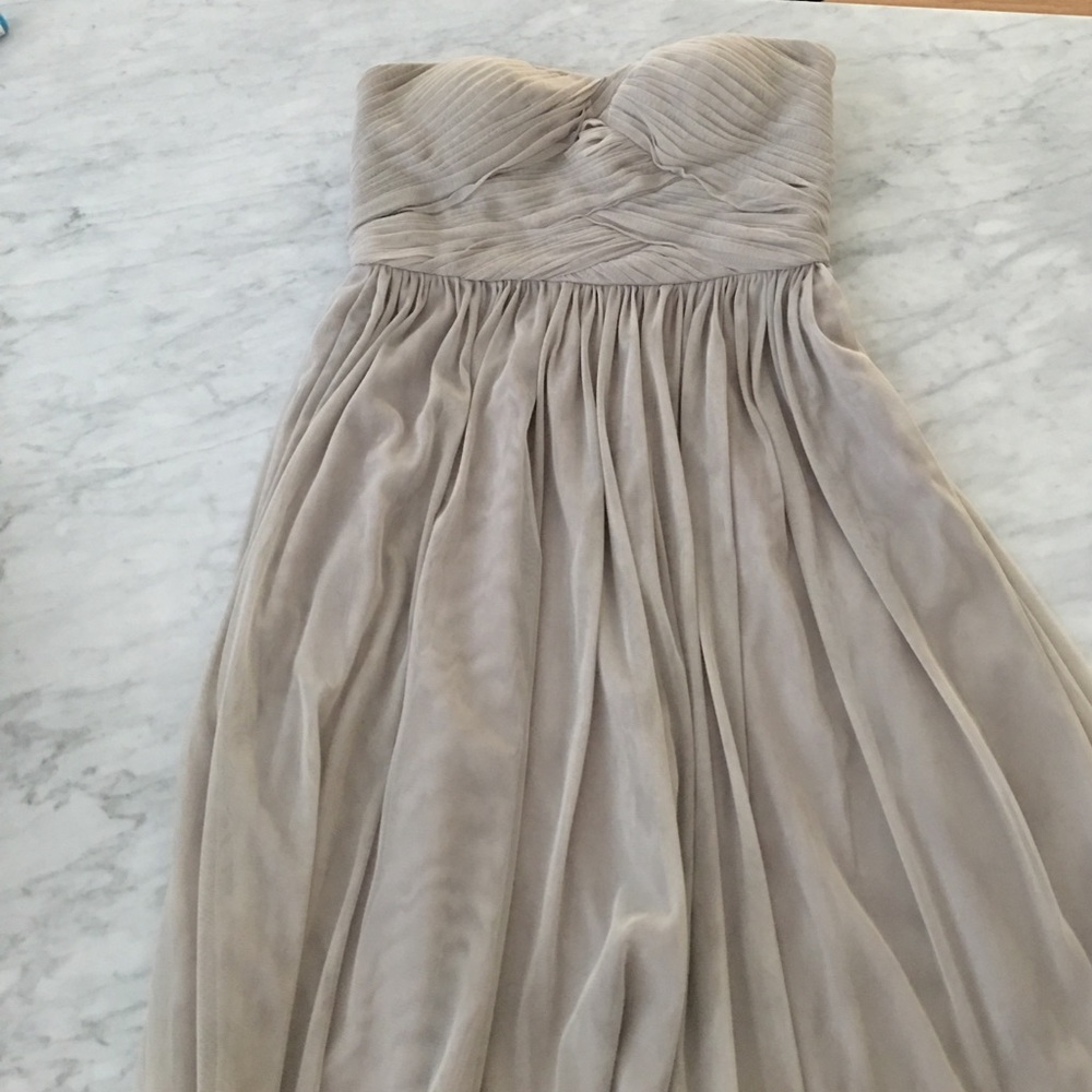 Anthropologie grey strapless bridesmaids dress 6
