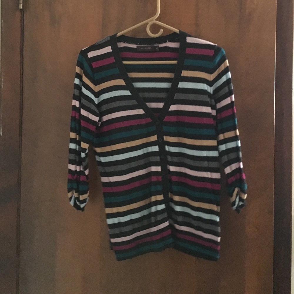 Striped V Neck Cardigan from The Limited