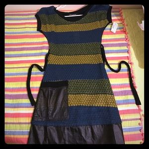 Adorable brand new dress with faux leather trim