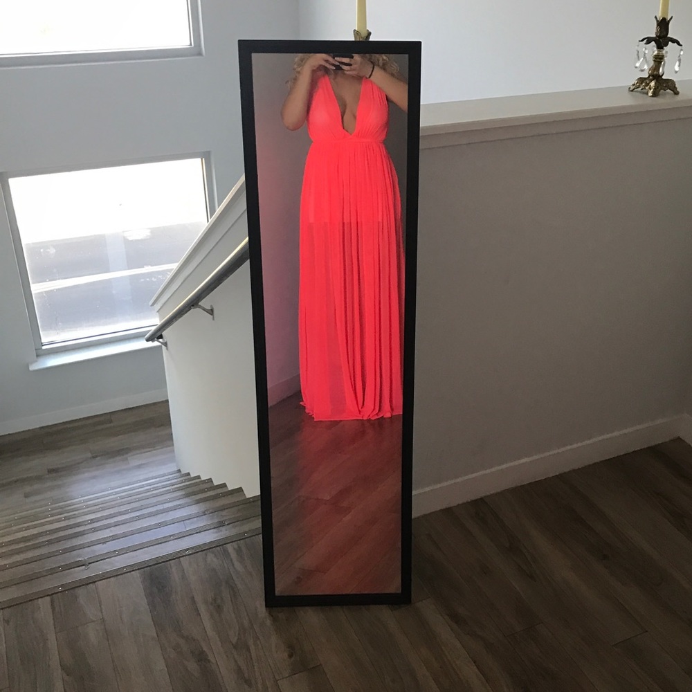New ! Full length electric coral dress