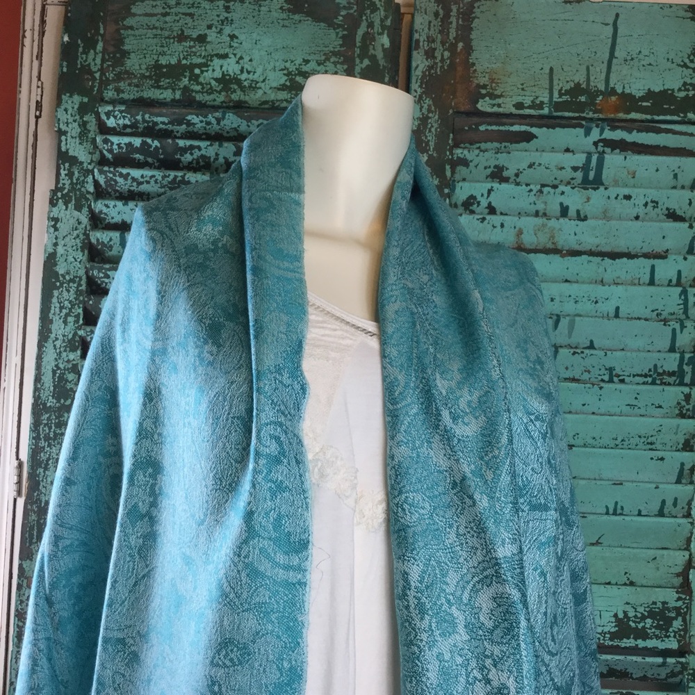 Beautiful Aqua Pashmina - Picture 3 of 5