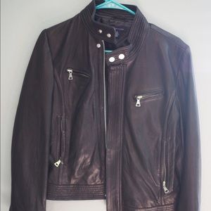 Tommy Hilfiger Leather cropped motorcycle jacket