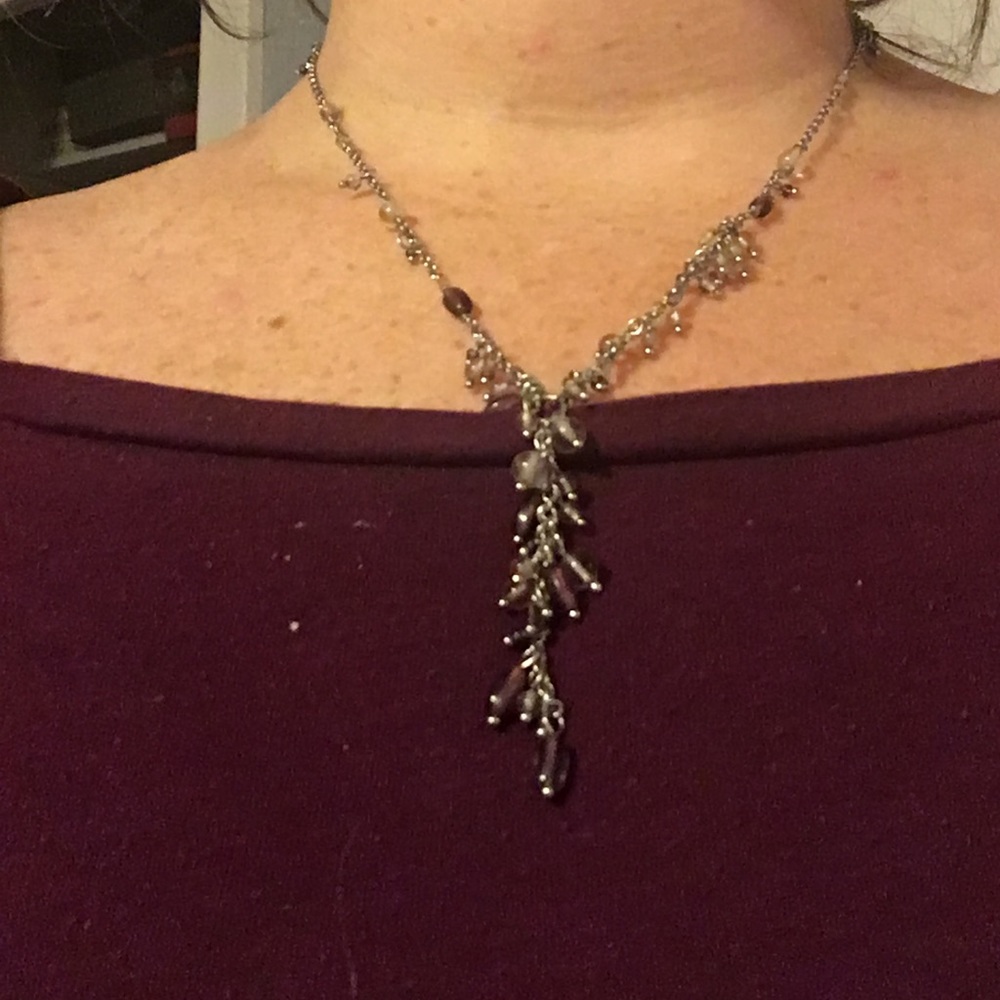 Banana Republic Necklace - purple and clear beads
