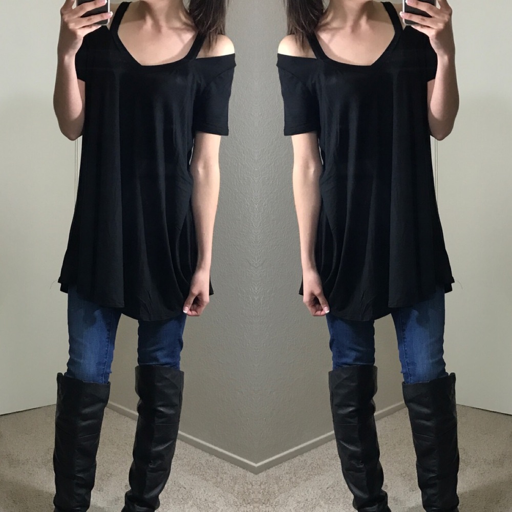 LAST (L) Black Cold Shoulder Top 🖤 - Picture 3 of 5
