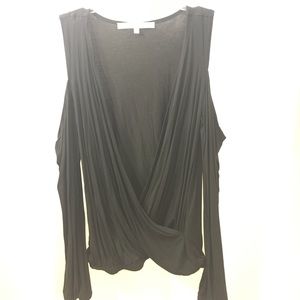 Lovers + Friends small black shoulder exposed top