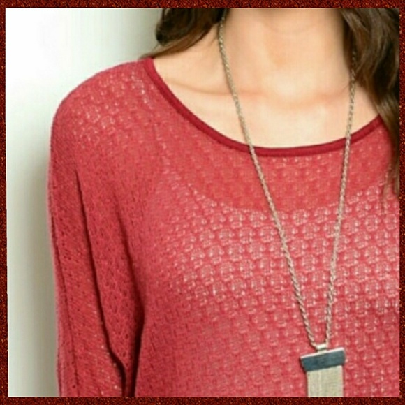 Textured Knit Top - Brick Red 💫 - Picture 2 of 8