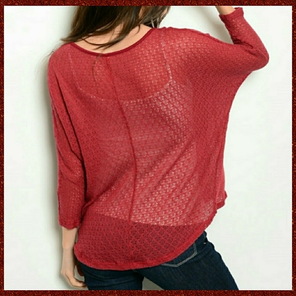 Textured Knit Top - Brick Red 💫 - Picture 3 of 8