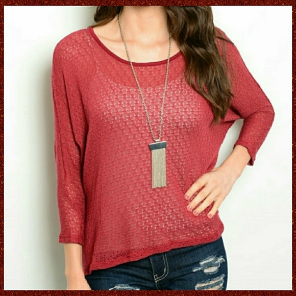 Textured Knit Top - Brick Red 💫 - Picture 8 of 8