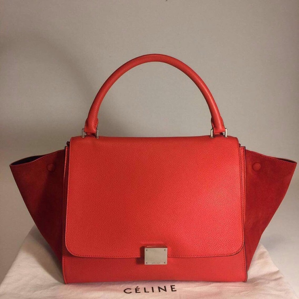 Celine Trapeze Suede And Leather Shoulder Bag