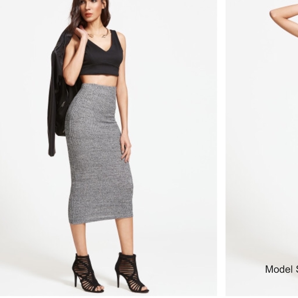 Grey knit pencil skirt