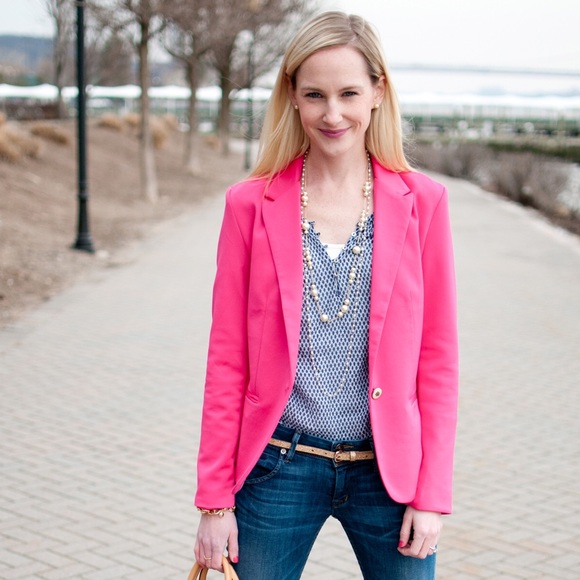 j crew pink blazer