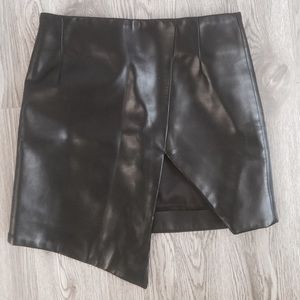 Black leather like asymmetrical skirt