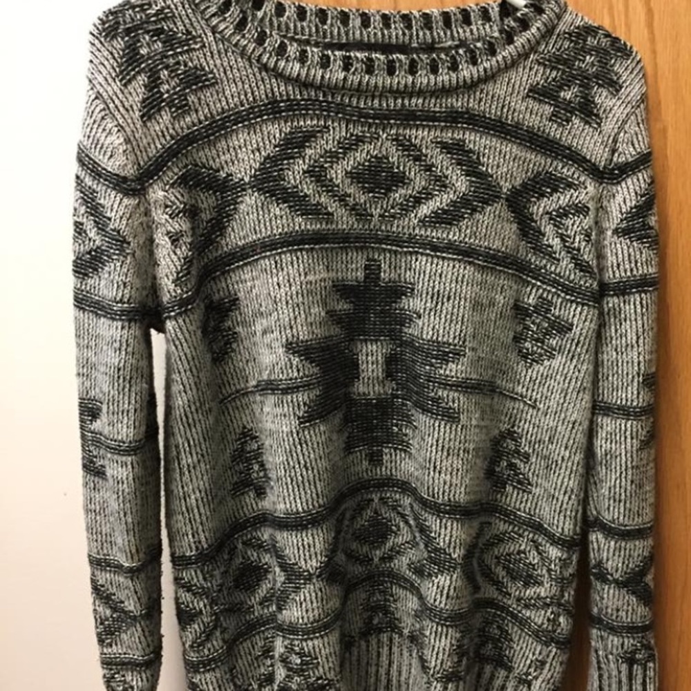 Black and grey knit sweater