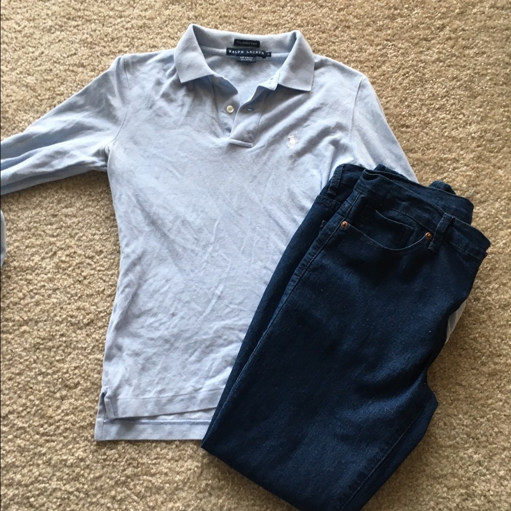 Light blue long sleeved polo