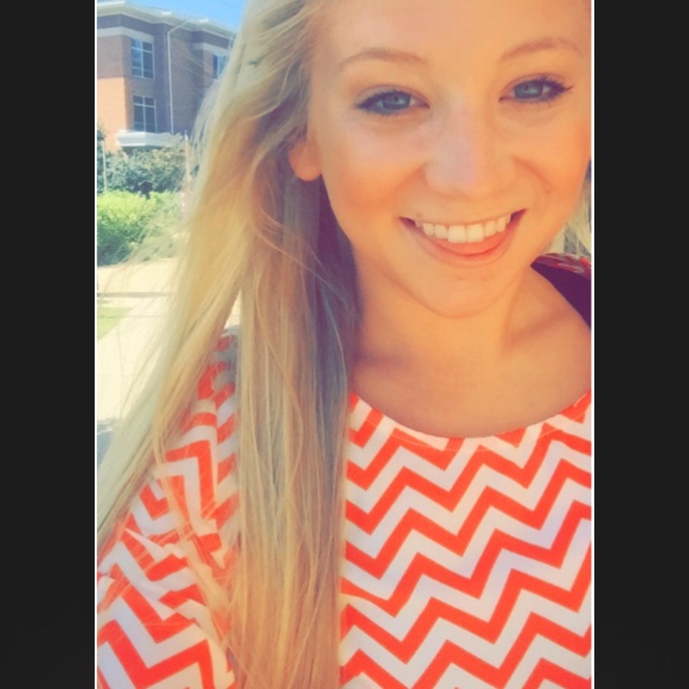 Francesca's orange & white chevron top
