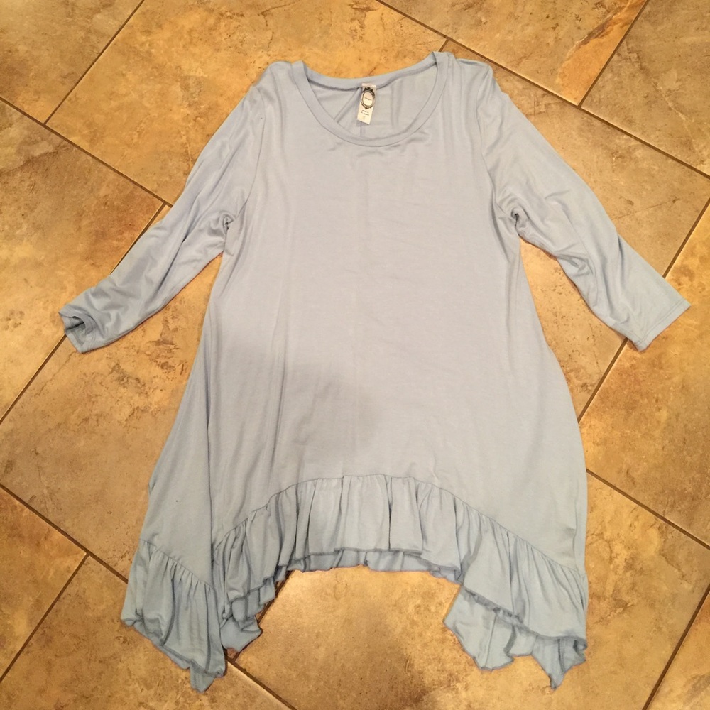 Sky Blue Tunic w/ Ruffle bottom