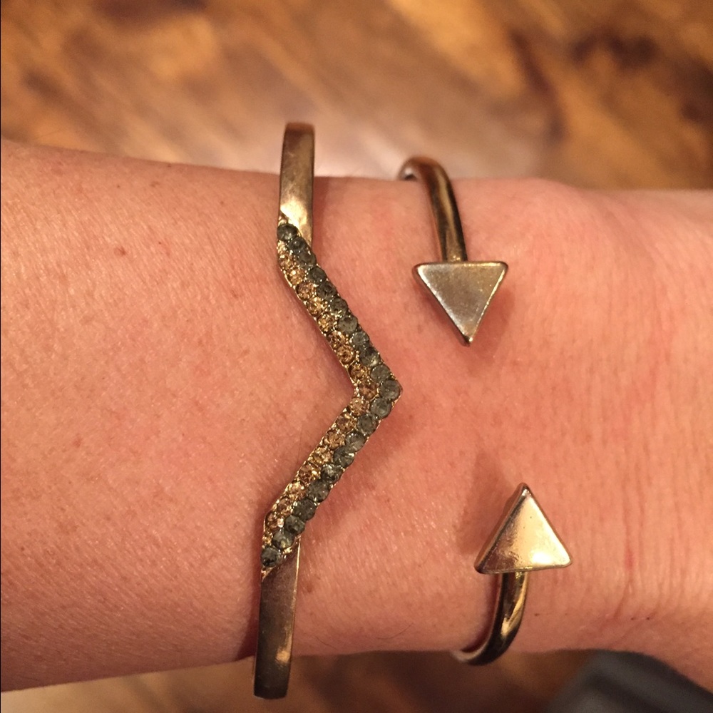 Two gold open bangles