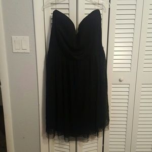 Modcloth Strapless Polka Dot Lace Dress