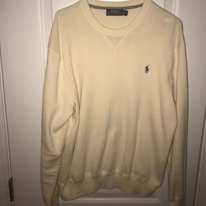 Cream Men's polo sweater. Size L