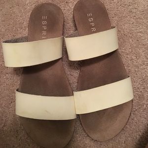 White slip on esprit sandals