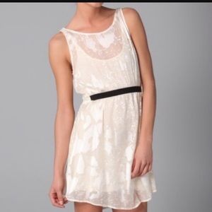 Patterson J. Kinkaid cream velvet burnout dress