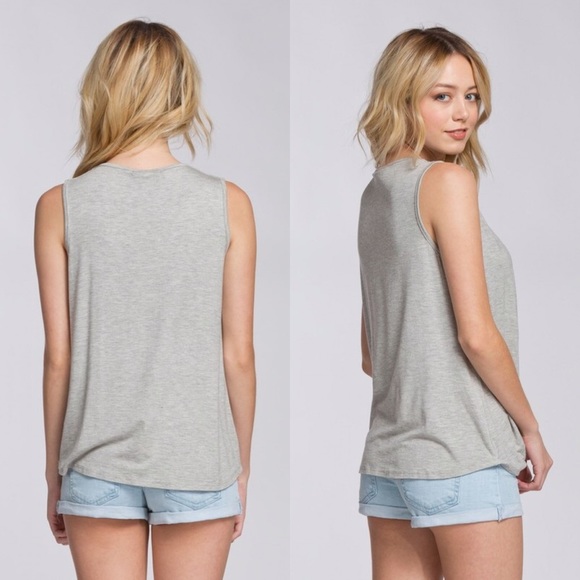 LAST L • Heather Gray Criss Cross Tank Top - Picture 4 of 5