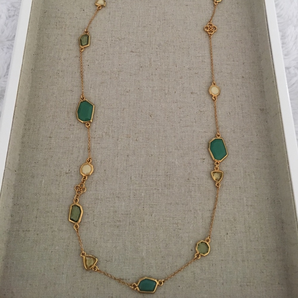 Stella + Dot Green Stone Long Necklace