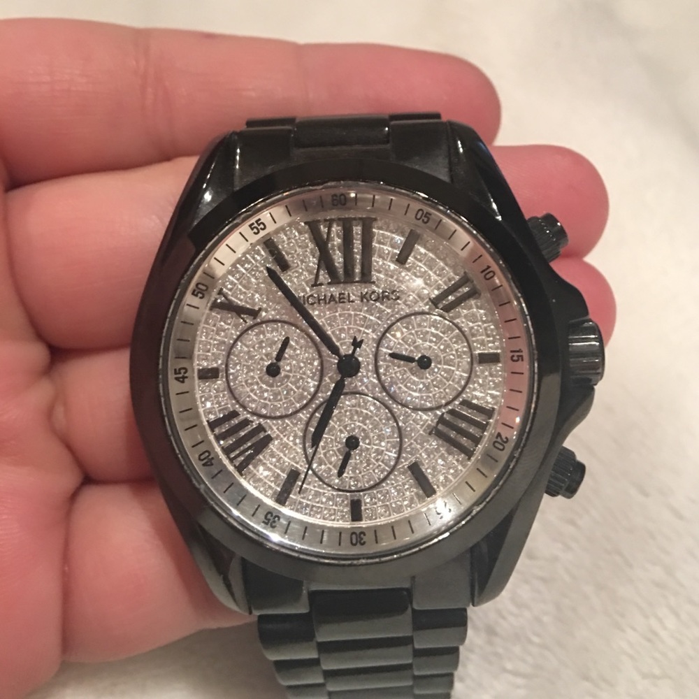 Black Michael Kors Watch-- Crystal Face
