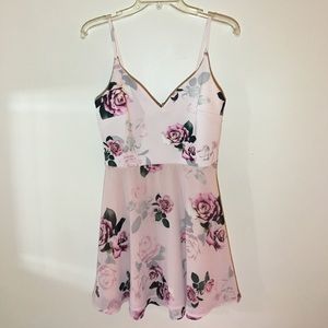 Rose Print Strappy Tea Dress