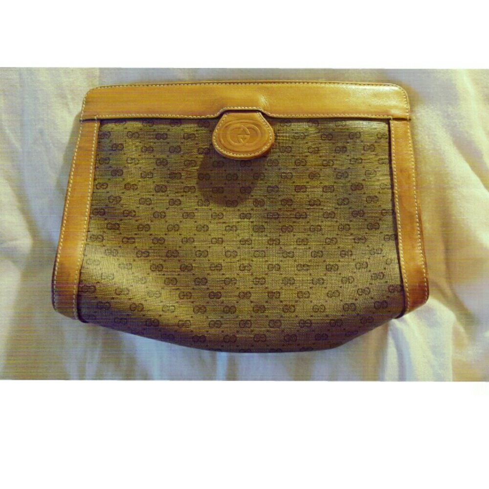Vintage Gucci monogram leather clutch