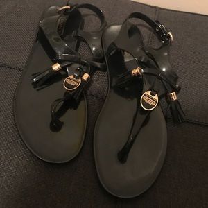 Black jelly COACH sandals w/ Gold accents!