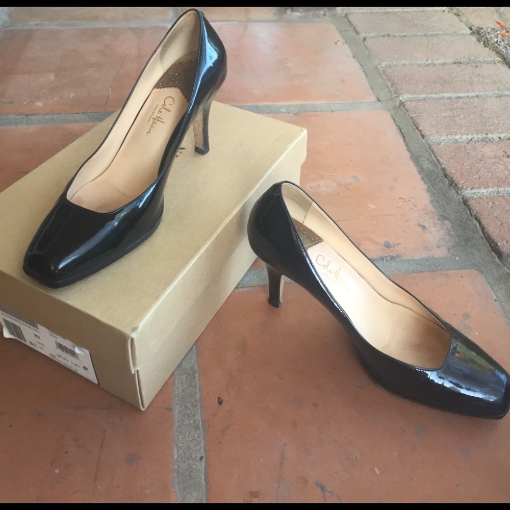 Cole haan black patent leather heels/ Nike soles